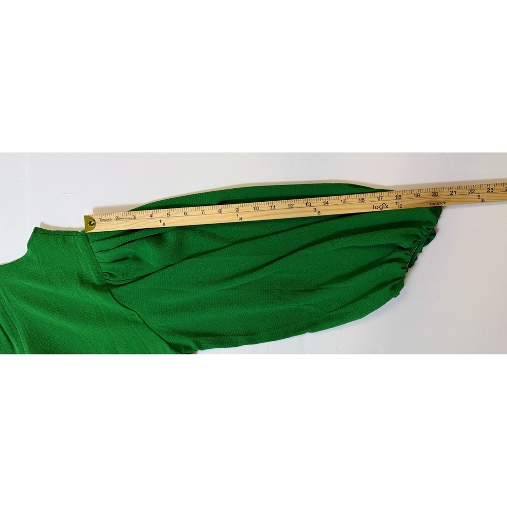 CeCe Green Puff‎ Sleeve Tiered Short Dress Size Large Lined Crepe Textured NWI - Picture 6 of 16